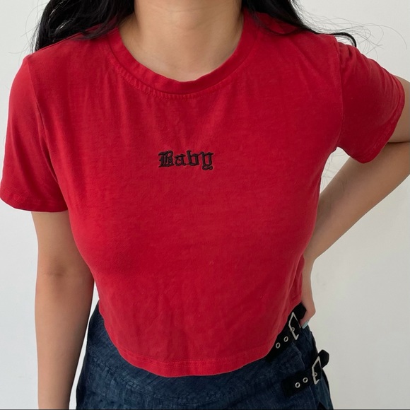 Red ‘Baby’ Cropped Tee - Small - Picture 3 of 4